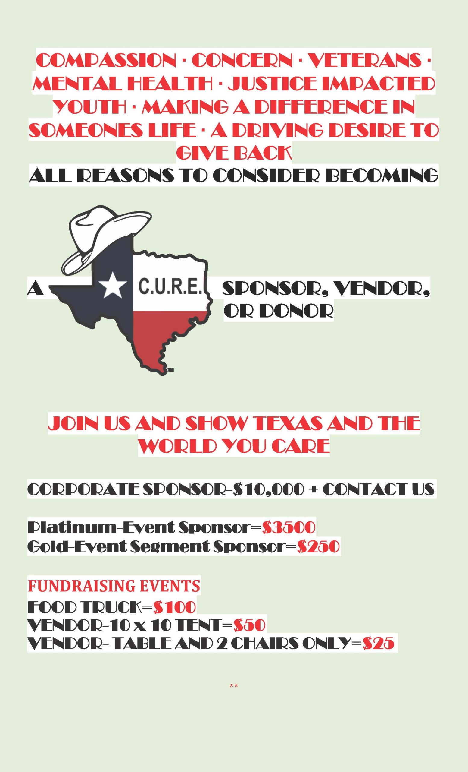 TX C.U.R.E. SPONSORSHIP LEVELS 5-6-25