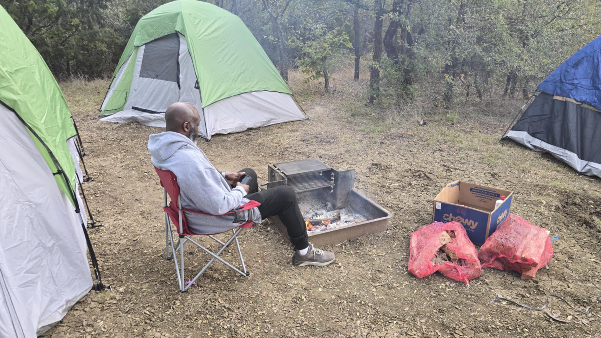 RELAXING WAITING FOR THE COALS TO GET HOT