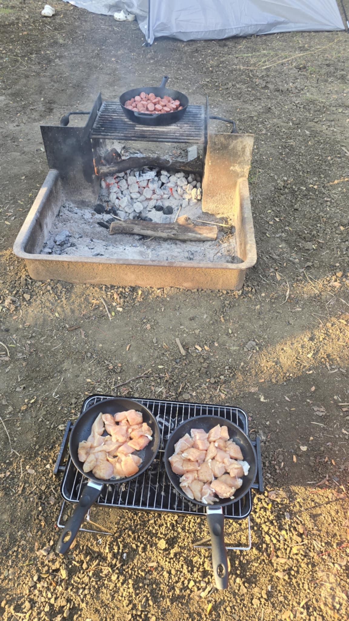 SAUSAGE AND CHICKEN COOKING FOR THE JAMBALAYA