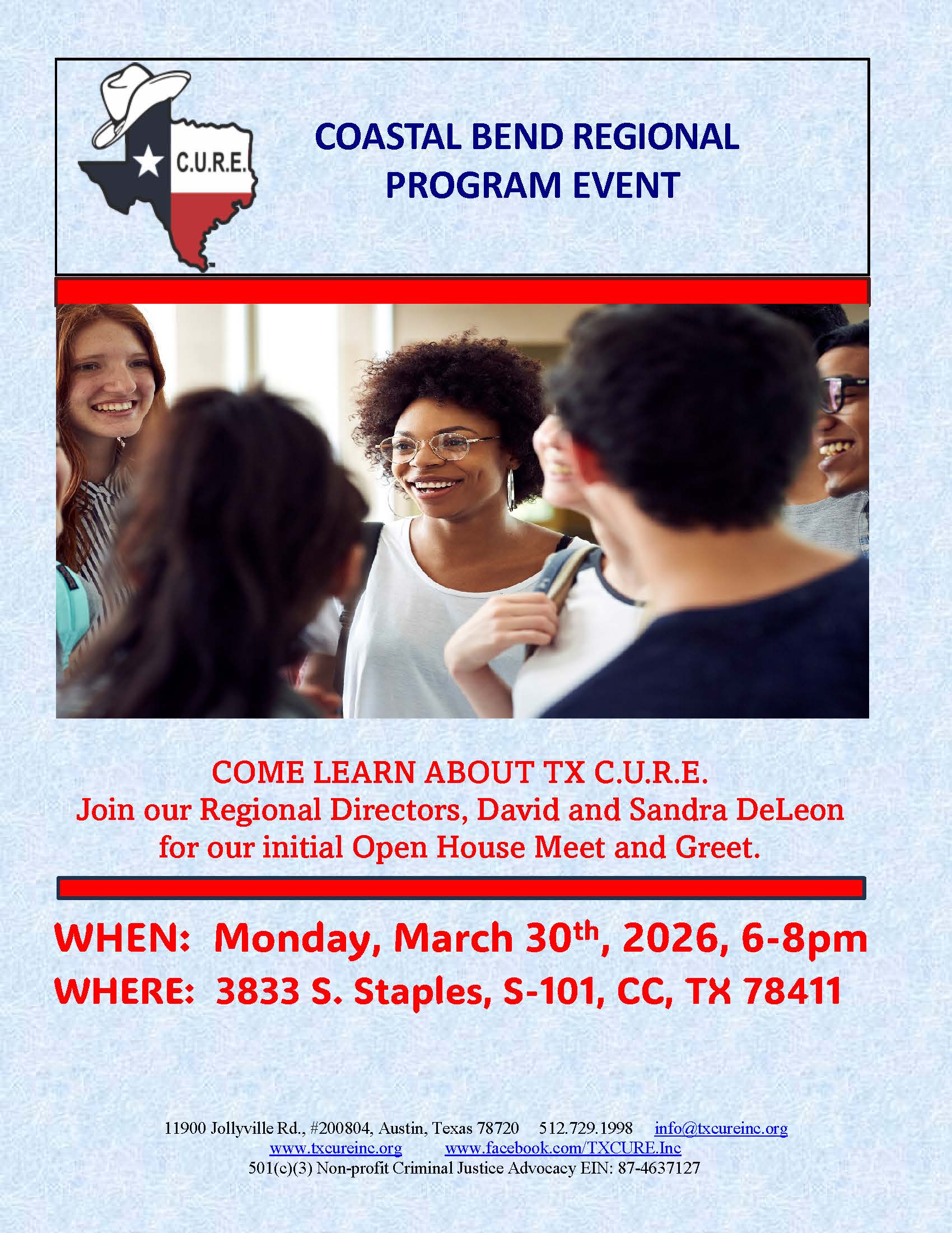 C.U.R.E. COASTAL BEND REGIONAL MEETINGS FLYER 3-3-26