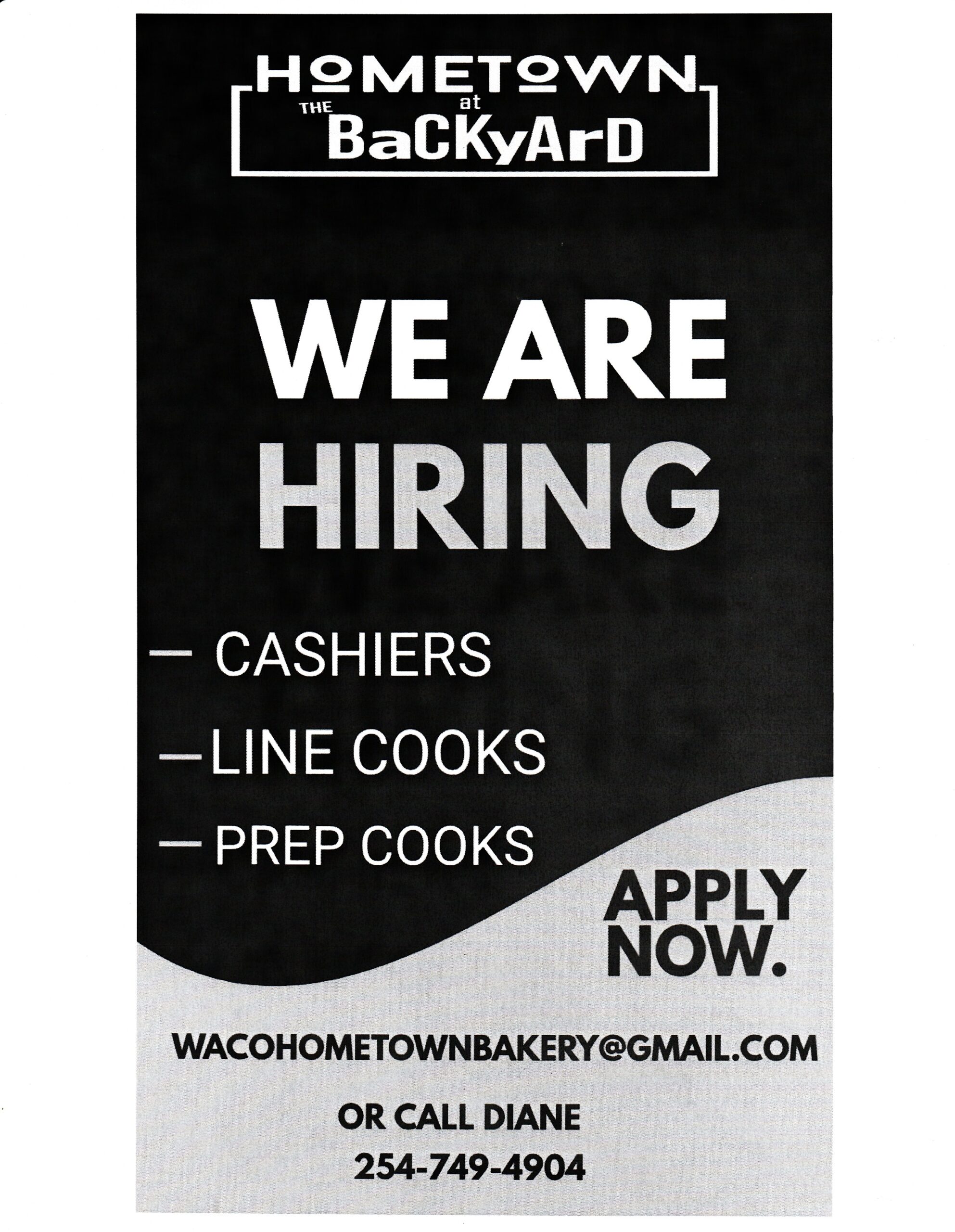 HOMETOWN AT BACKYARD HIRING POSTER