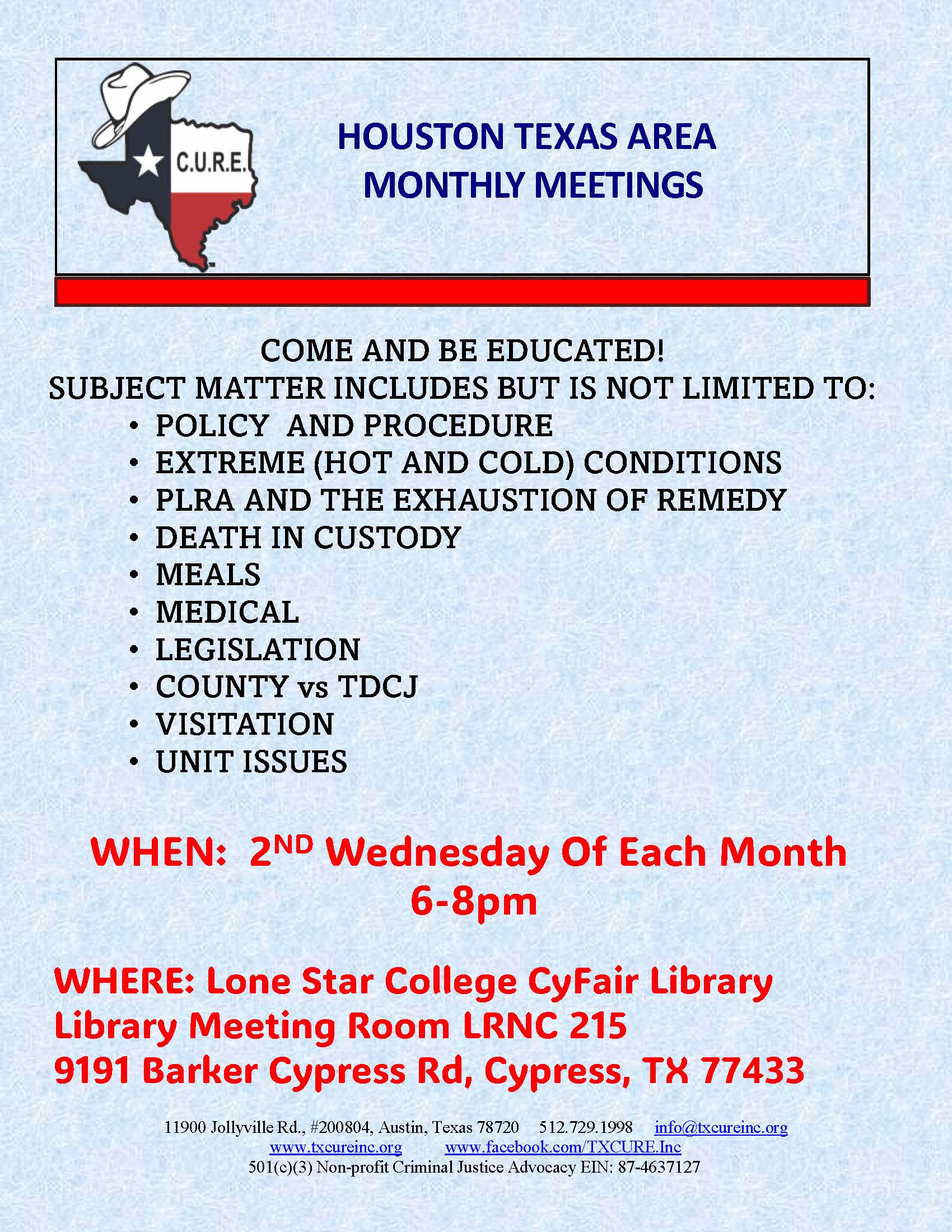 HOUSTON AREA MONTHLY MEETINGS FLYER 3-31-26