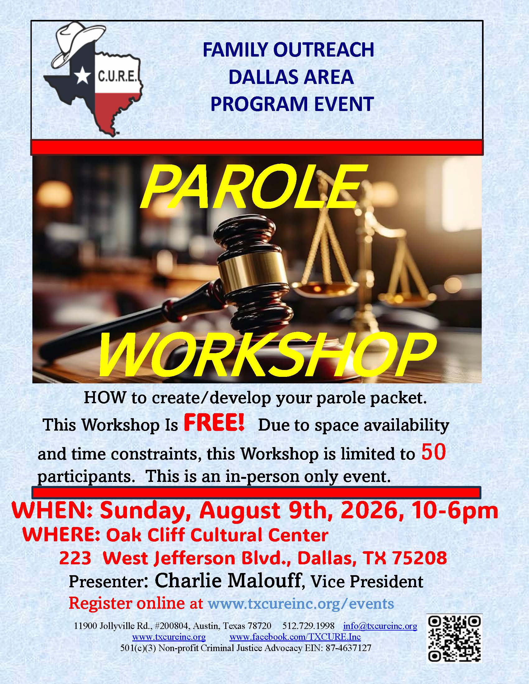 PAROLE WORKSHOP- OAK CLIFF 8-9-26
